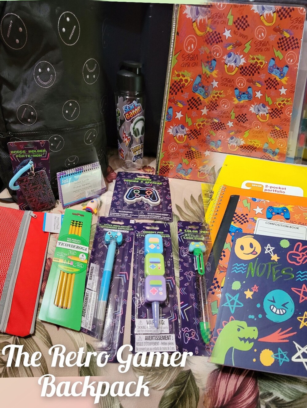 822- Retro Gamer Themed School Supplies & Backpack